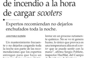 En diario El Mercurio: Inspector HazMat del CBS entregó consejos para cargar scooters y evitar riesgo de incendios