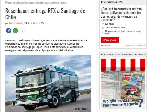Revista europea especializada en bomberos destaca llegada del B-5e al CBS