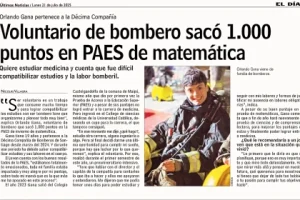 Guardi&aacute;n de la 10&ordf; Compa&ntilde;&iacute;a alcanz&oacute; 1.000 puntos en la PAES 2025