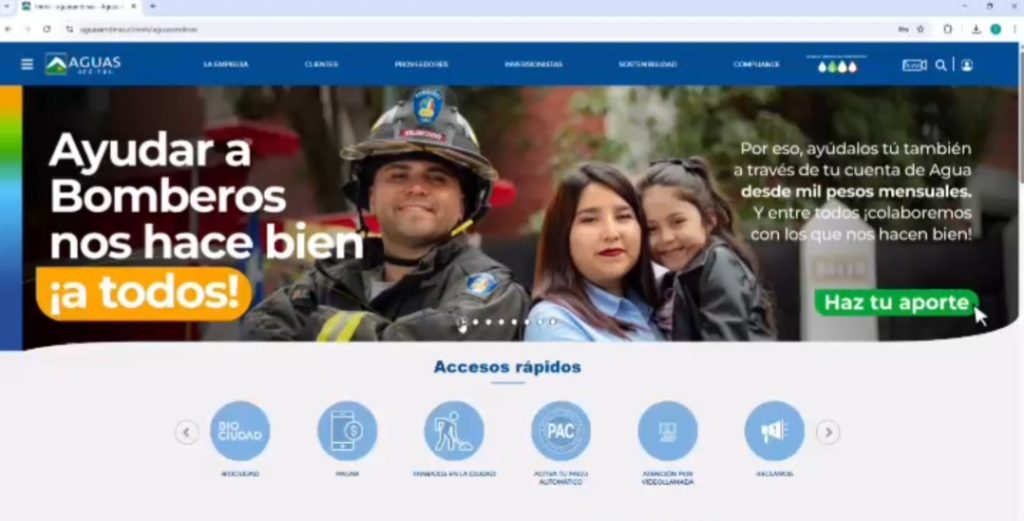 Está vigente convenio para que usuarios de Aguas Andinas apoyen a bomberos