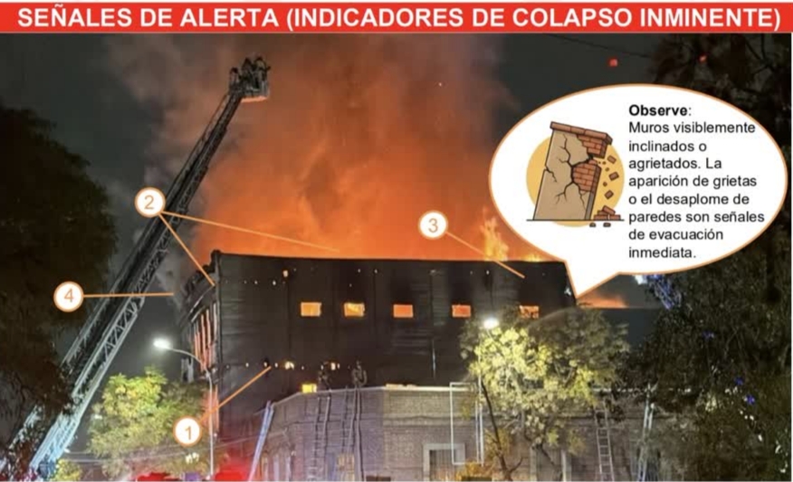 Comandancia emite alerta de seguridad sobre riesgo estructural en incendios de edificaciones antiguas